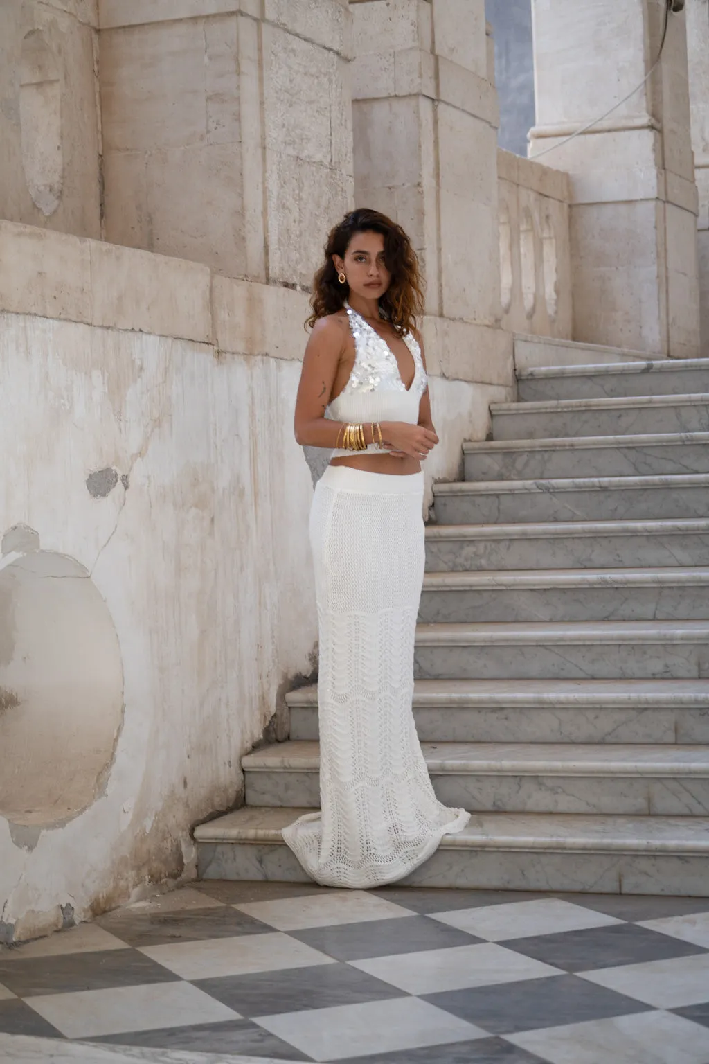 Jovie Ivory Knit Maxi Skirt sold by 12th Tribe product image thumbnail 4