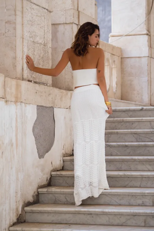 Jovie Ivory Knit Maxi Skirt made by 12th Tribe