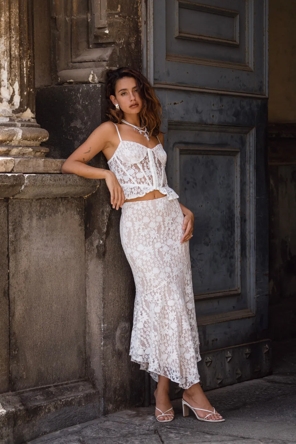Rosemary White Lace Maxi Skirt sold by 12th Tribe