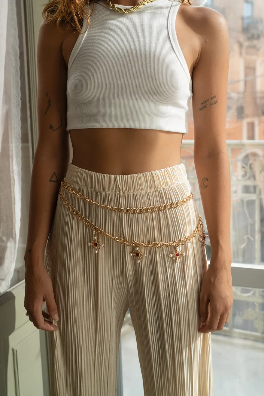 Amalia Gold Chain Cross Pendant Belt sold by 12th Tribe