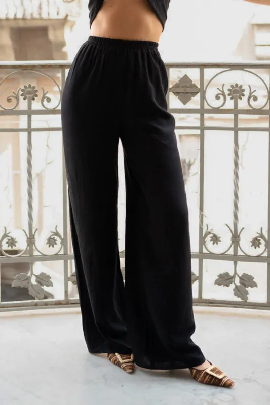 Amalfi Black Linen Pants sold by 12th Tribe