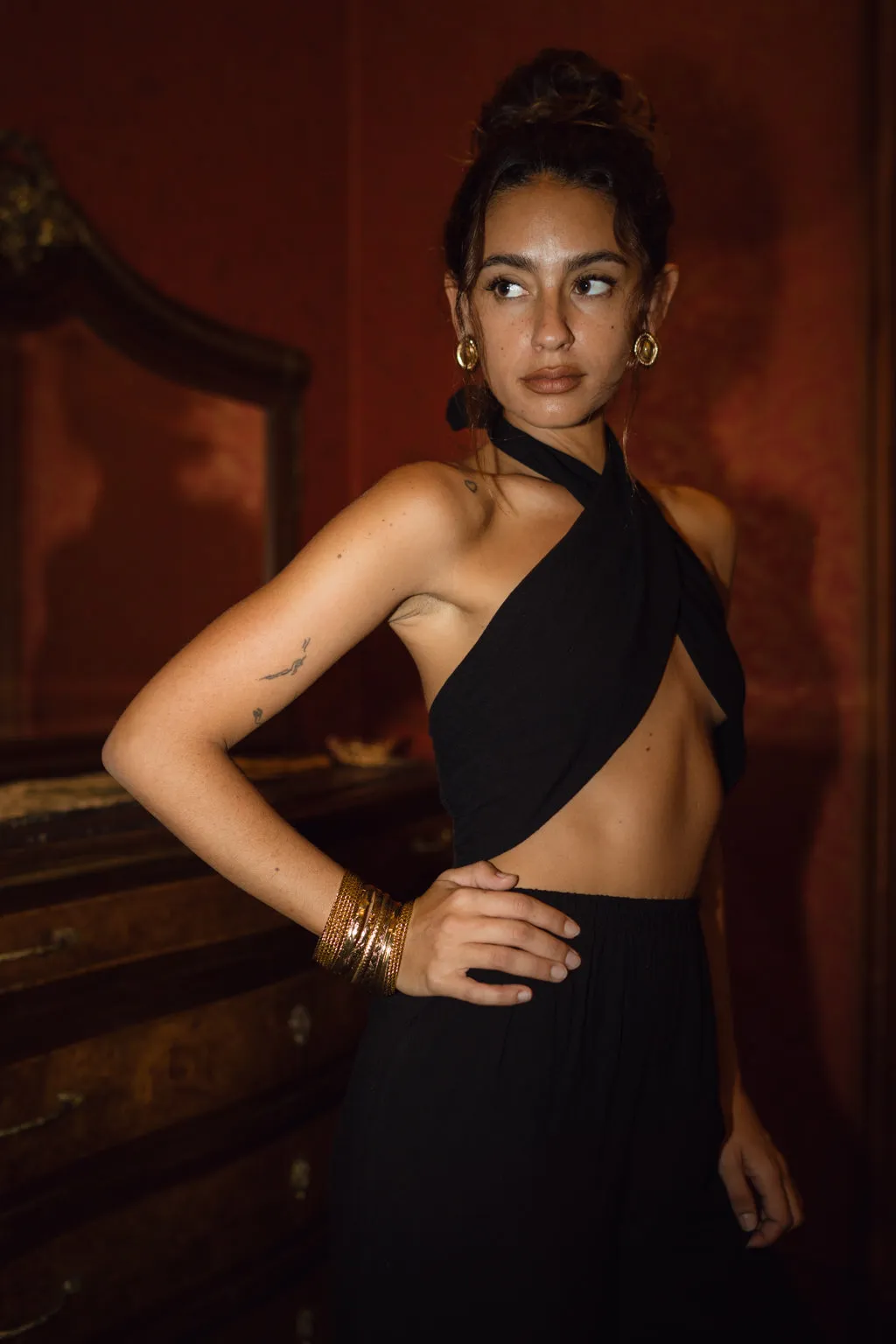 Amalfi Black Linen Halter Top sold by 12th Tribe product image thumbnail 5