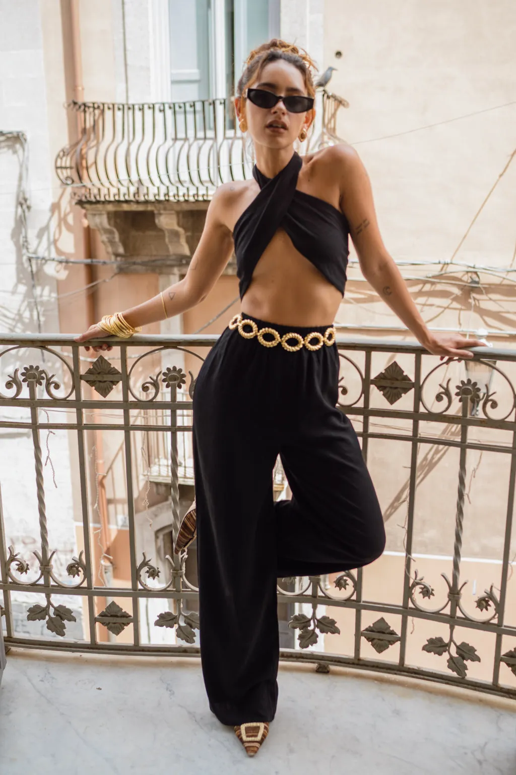 Amalfi Black Linen Halter Top sold by 12th Tribe product image thumbnail 3