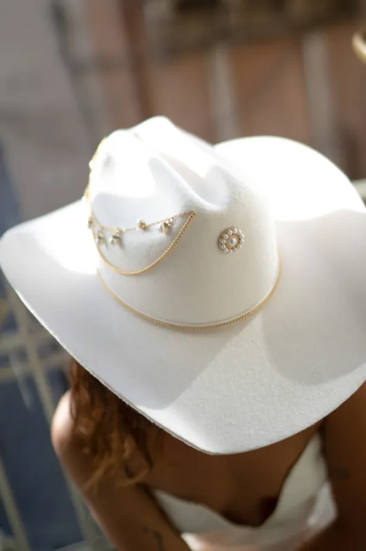 McGraw White and Gold Cowboy Hat made by 12th Tribe