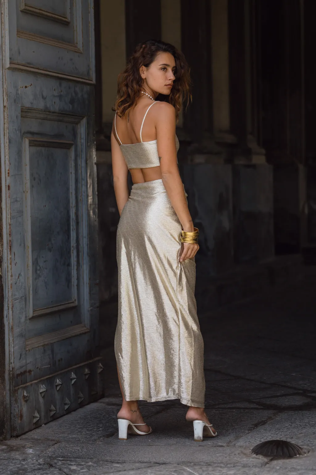 Toulouse Metallic Gold Maxi Skirt sold by 12th Tribe product image thumbnail 2