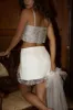Encore White Sequin Ruffle Micro Mini Skirt sold by 12th Tribe