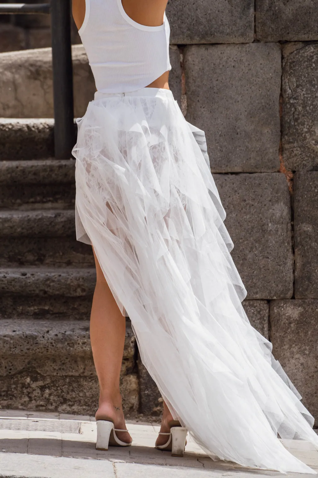 Rosalie Rock White Tulle Maxi Skirt sold by 12th Tribe product image thumbnail 2