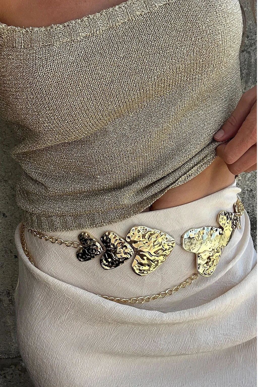 Allegra Gold Statement Heart Belt sold by 12th Tribe