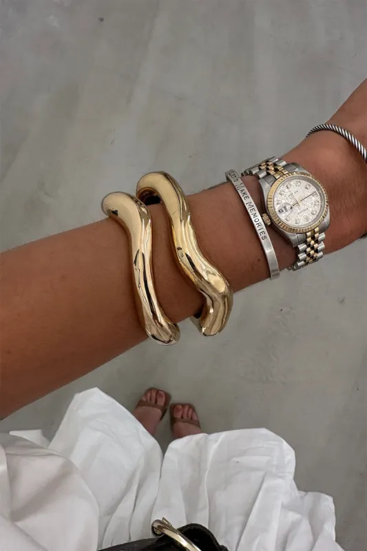 Antonia Set of 2 Hammered Gold Bangles sold by 12th Tribe