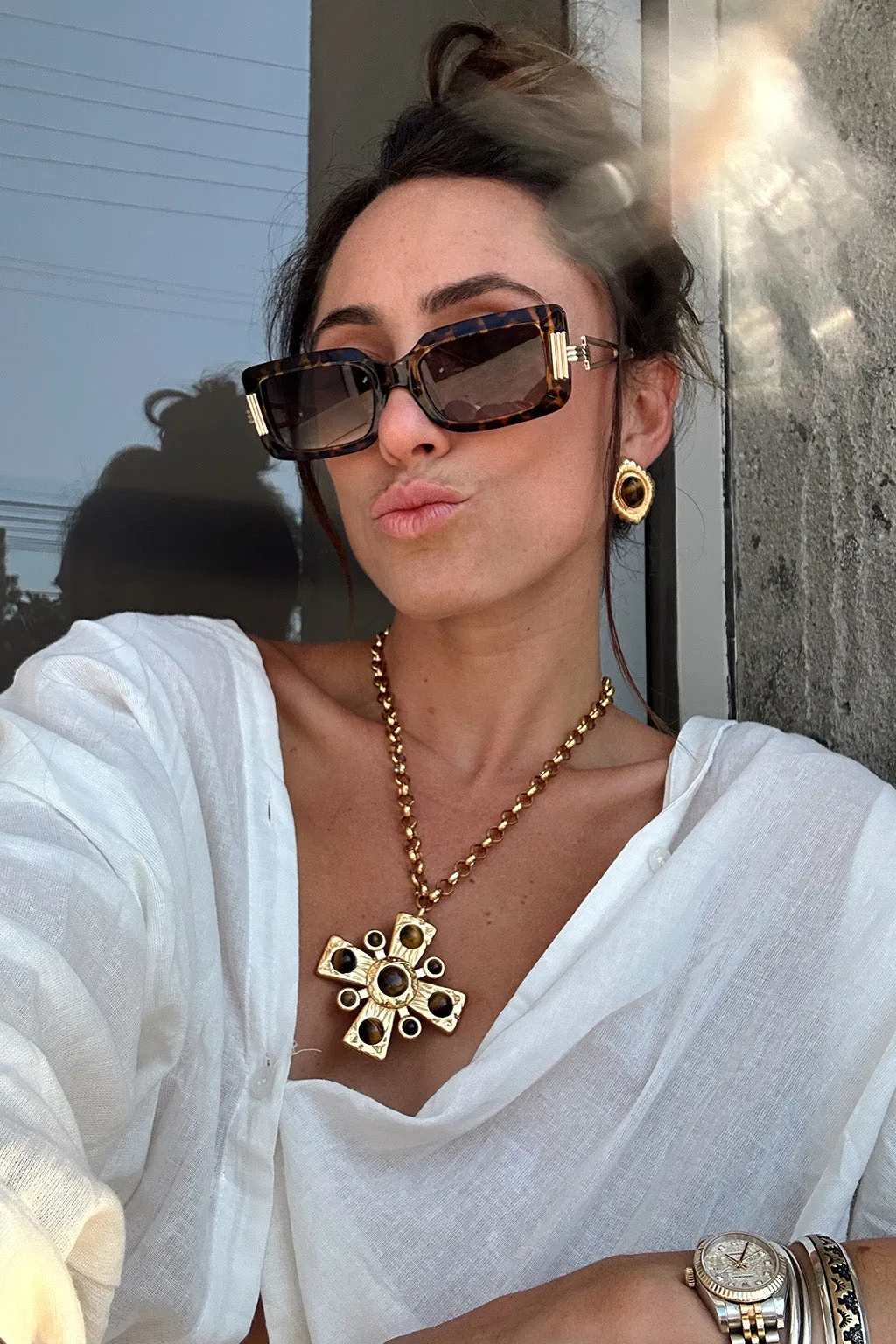 Bruna Tortoise Rectangular Framed Sunglasses sold by 12th Tribe product image thumbnail 2