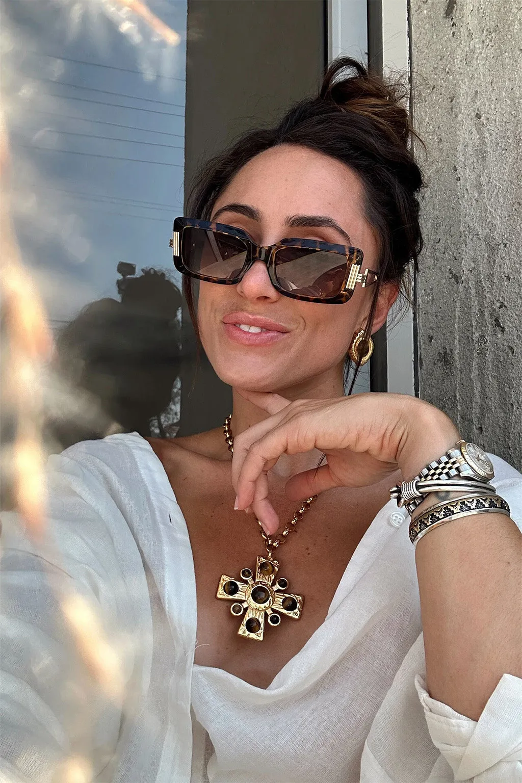 Bruna Tortoise Rectangular Framed Sunglasses sold by 12th Tribe product image thumbnail 3