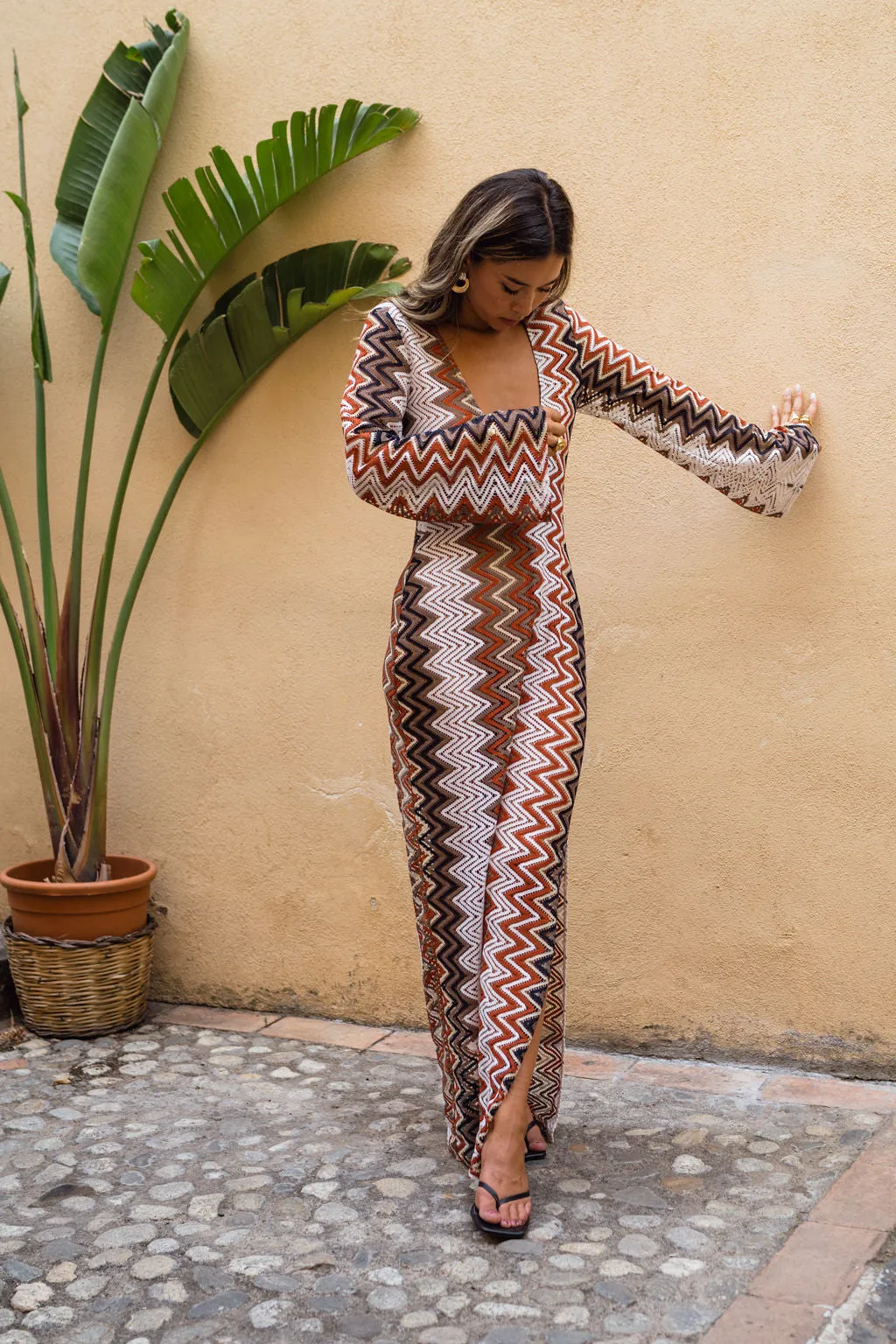 Palermo Crochet Plunge Maxi Dress sold by 12th Tribe