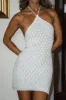 Amara White Halter Glitter Knit Mini Dress sold by 12th Tribe