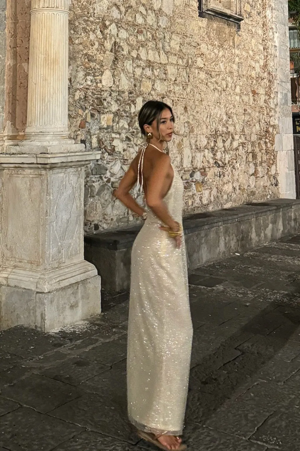 Serafino Gold Embellished Maxi Dress sold by 12th Tribe product image thumbnail 4
