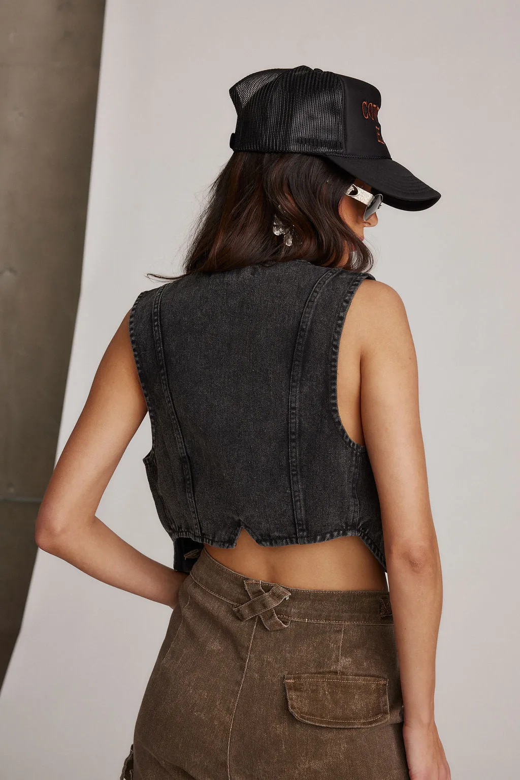 Veronica Black Denim Vest sold by 12th Tribe product image thumbnail 2