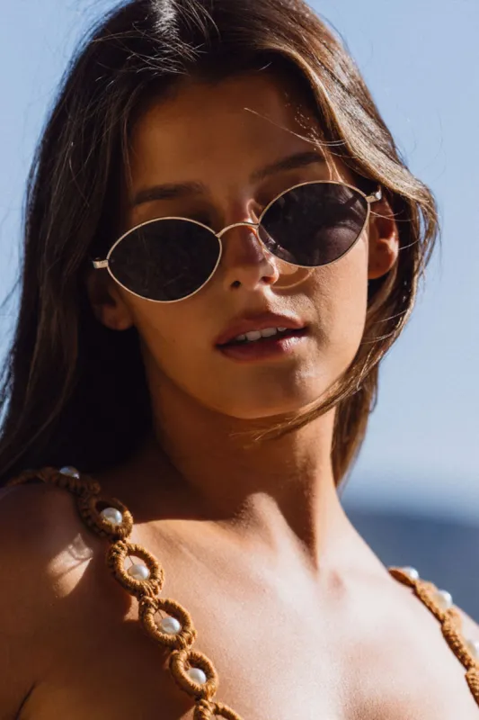 Billie Gold and Black Circle Sunglasses sold by 12th Tribe