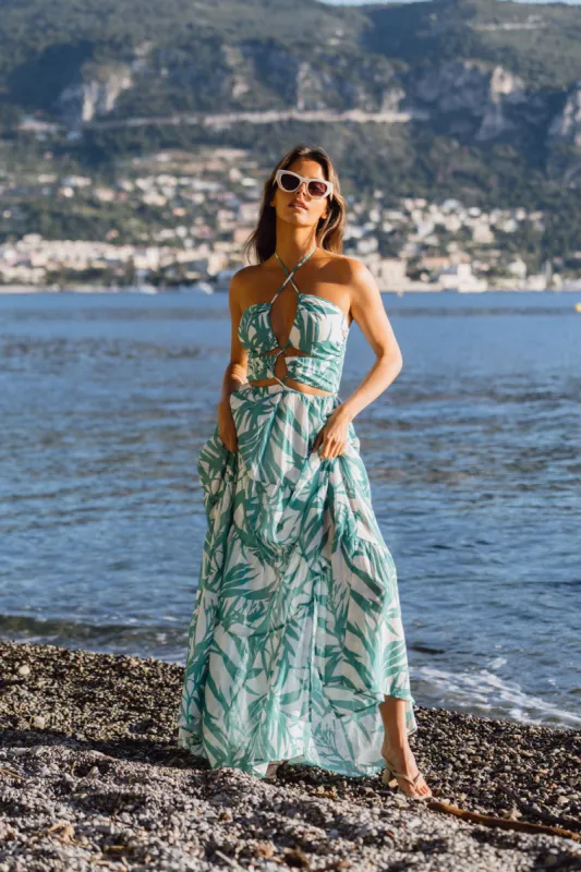 Saint-Tropez Blue Tropical Maxi Dress sold by 12th Tribe