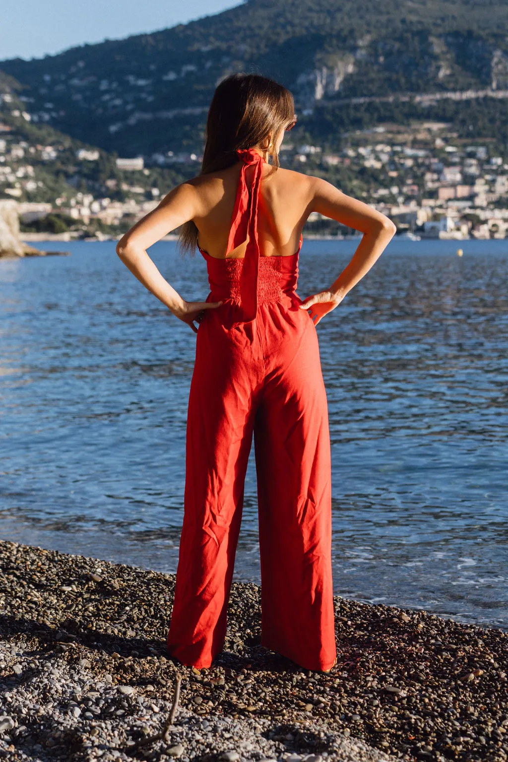 Promenade Red Halter Jumpsuit sold by 12th Tribe product image thumbnail 5
