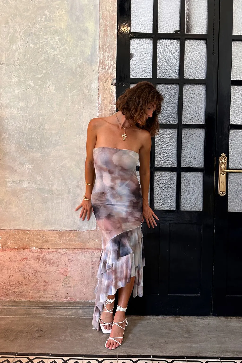 Dusk Strapless Mesh Midi Dress sold by 12th Tribe product image thumbnail 5