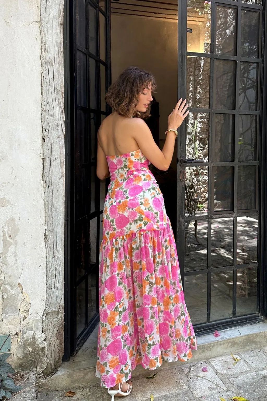 LaBelle Strapless Drop Waist Pink Floral Maxi Dress sold by 12th Tribe product image thumbnail 2