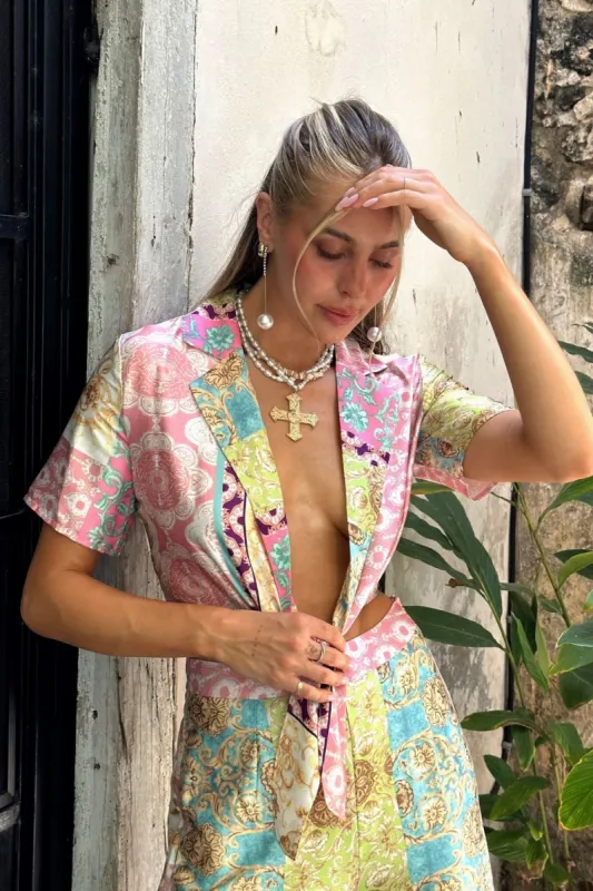 Coral Cove Floral Tie Top sold by 12th Tribe