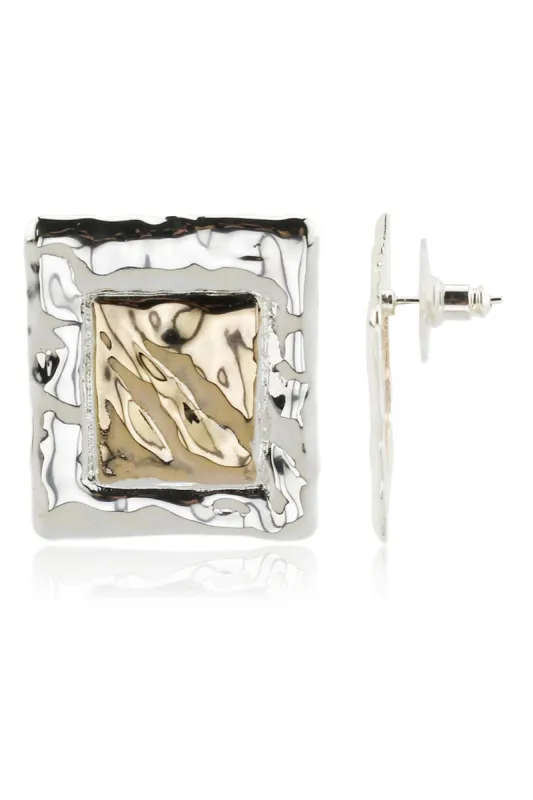 Rowan Gold and Silver Square Earrings sold by 12th Tribe