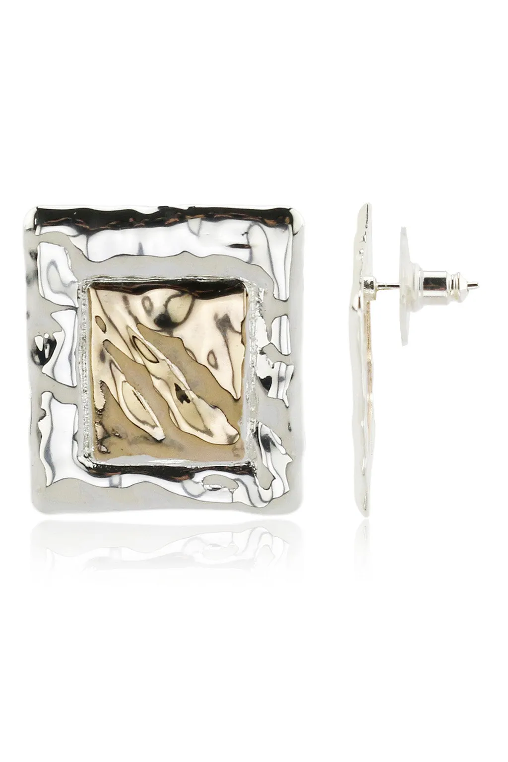 Rowan Gold and Silver Square Earrings sold by 12th Tribe