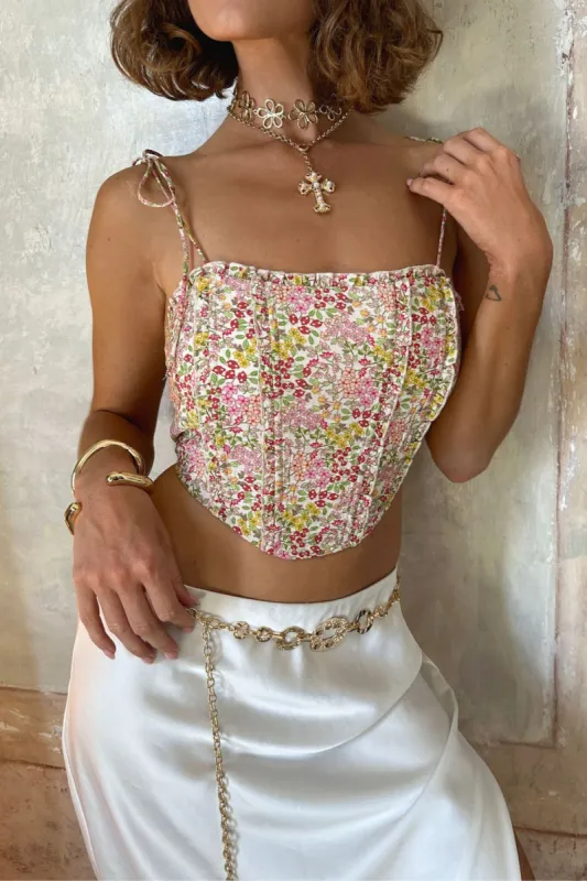 Bay View Floral Corset Top sold by 12th Tribe