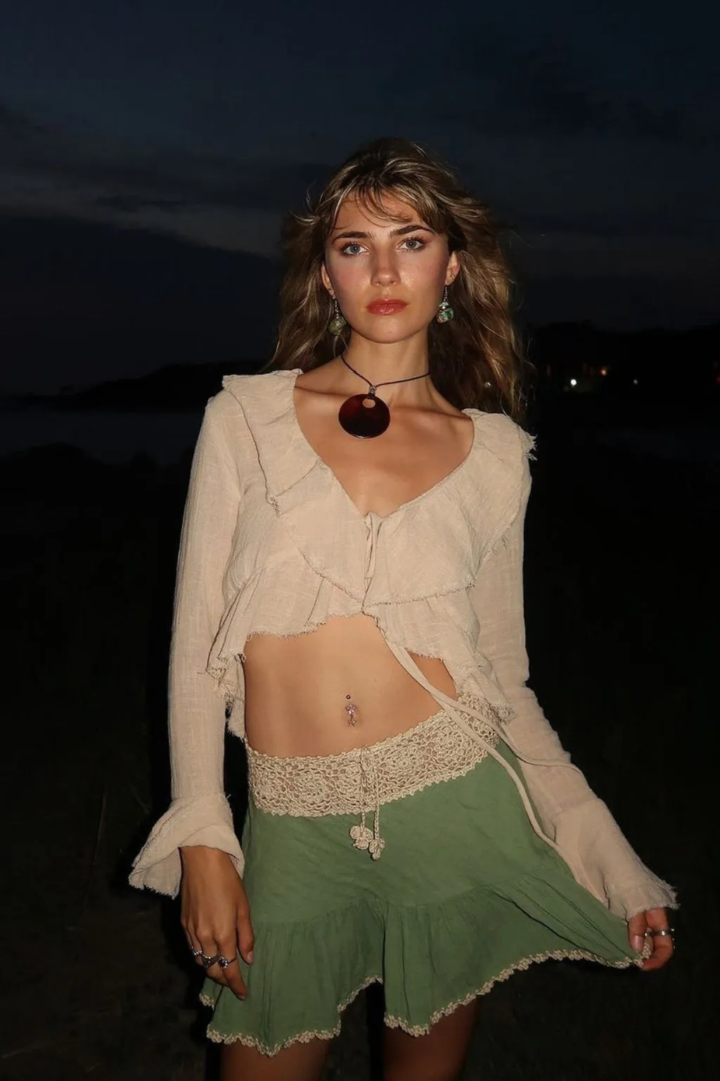 Guilliana Beige Ruffle Blouse sold by 12th Tribe product image thumbnail 2