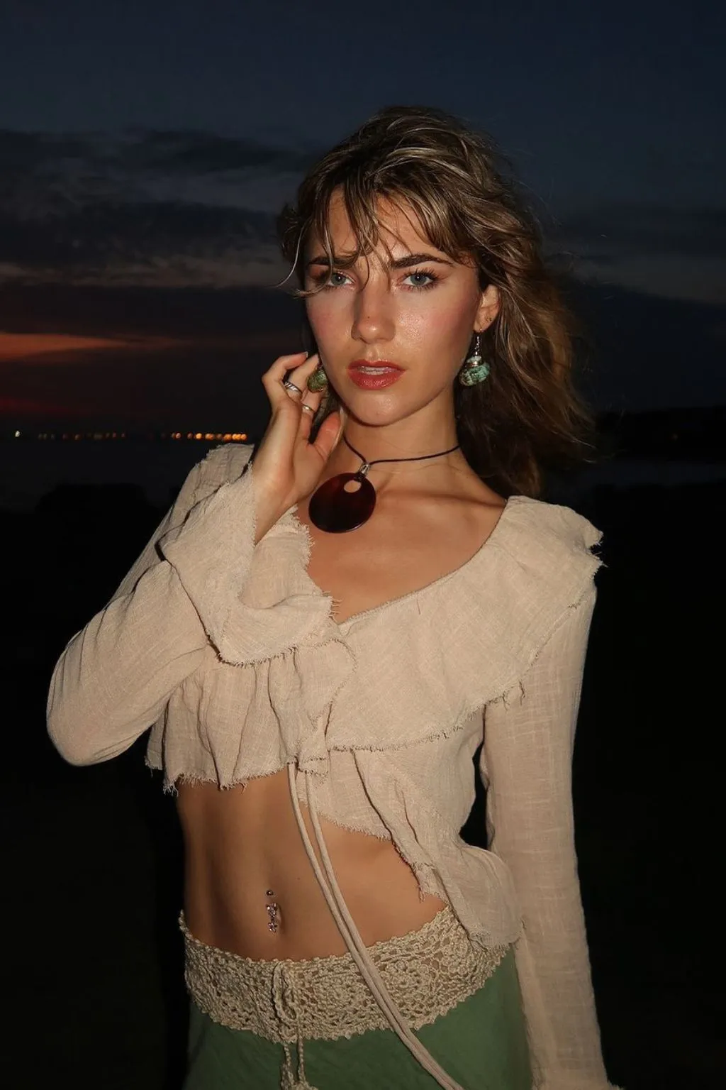 Guilliana Beige Ruffle Blouse sold by 12th Tribe