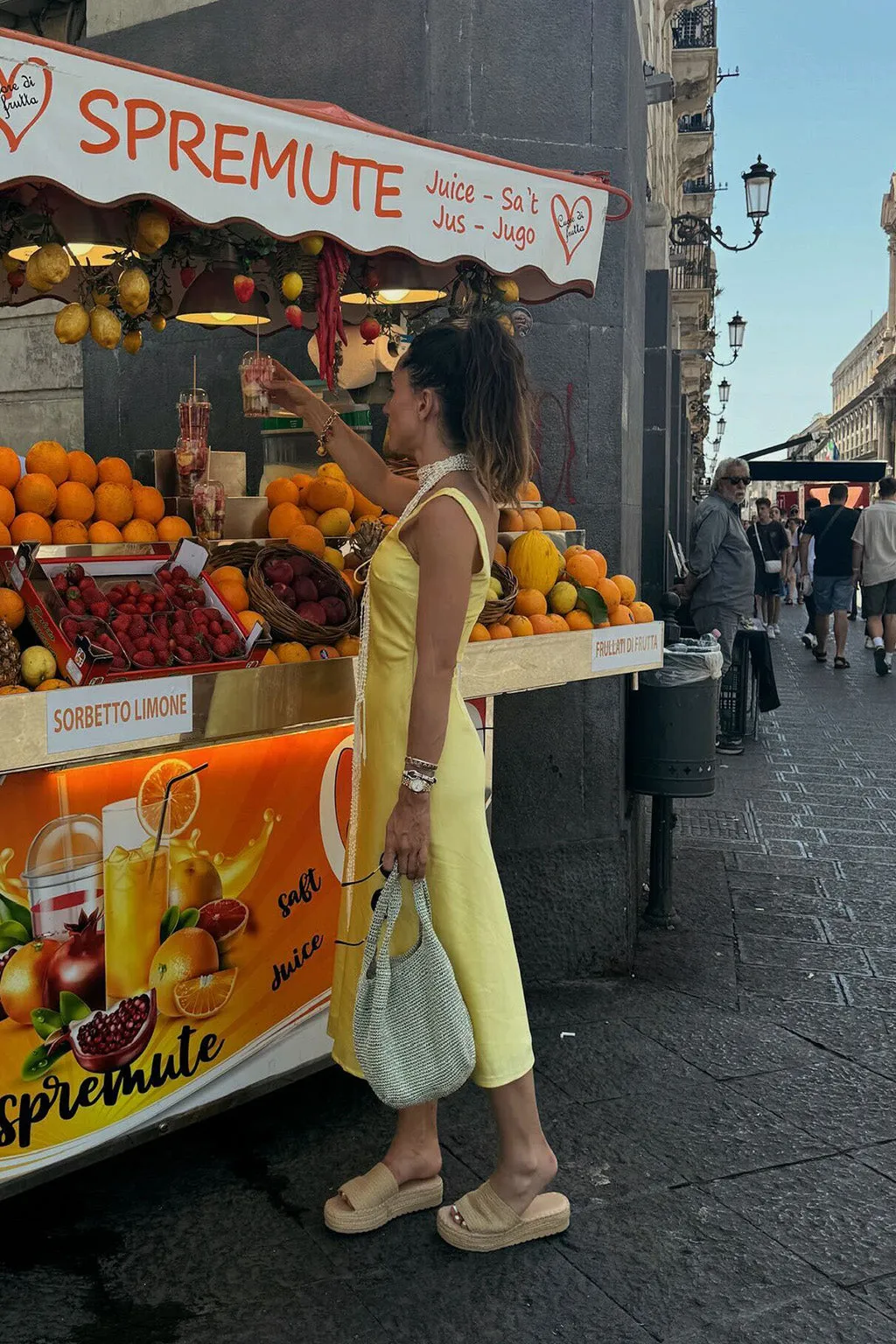 Daphne Yellow Satin Midi Dress sold by 12th Tribe product image thumbnail 4