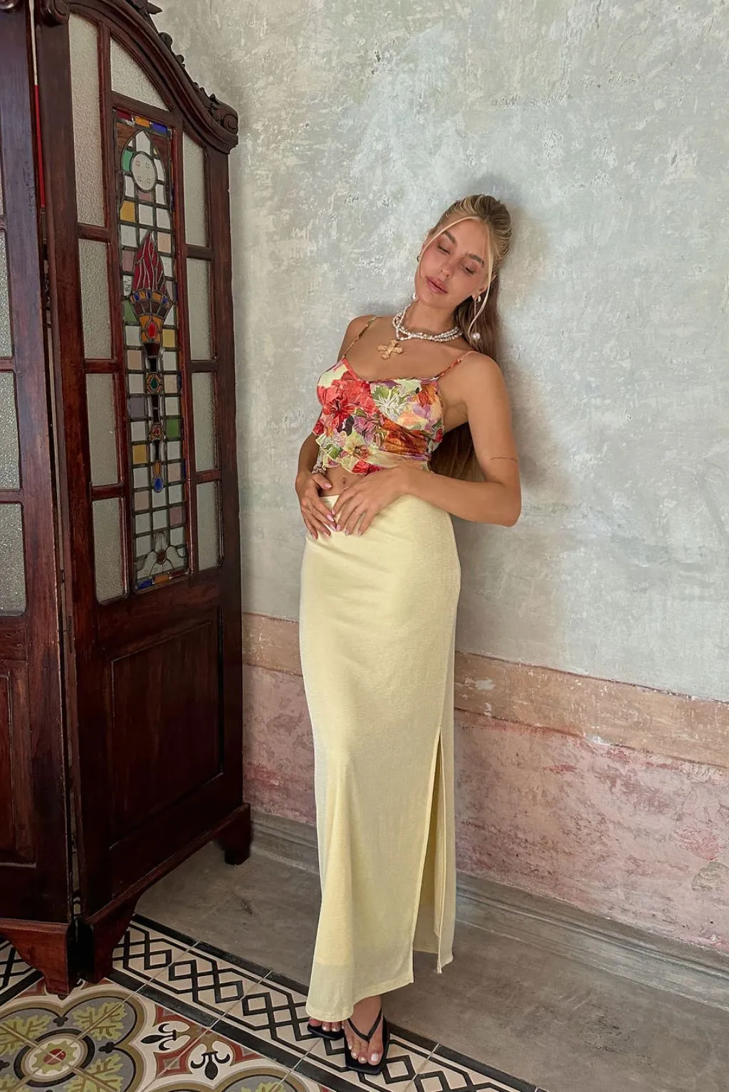 Petra Floral Mesh Ruffle Tank sold by 12th Tribe product image thumbnail 5