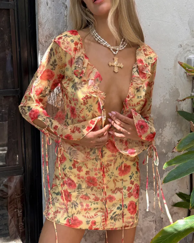 Sydney Yellow Ruffle Dress sold by 12th Tribe