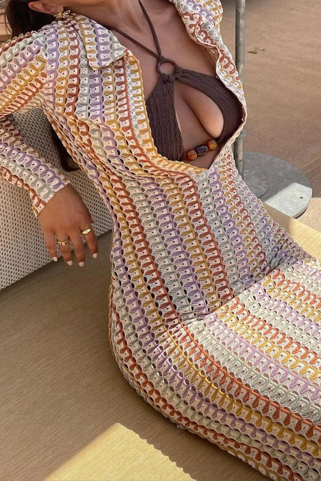 Luca Crochet Multicolor Long Sleeve Dress sold by 12th Tribe product image thumbnail 3