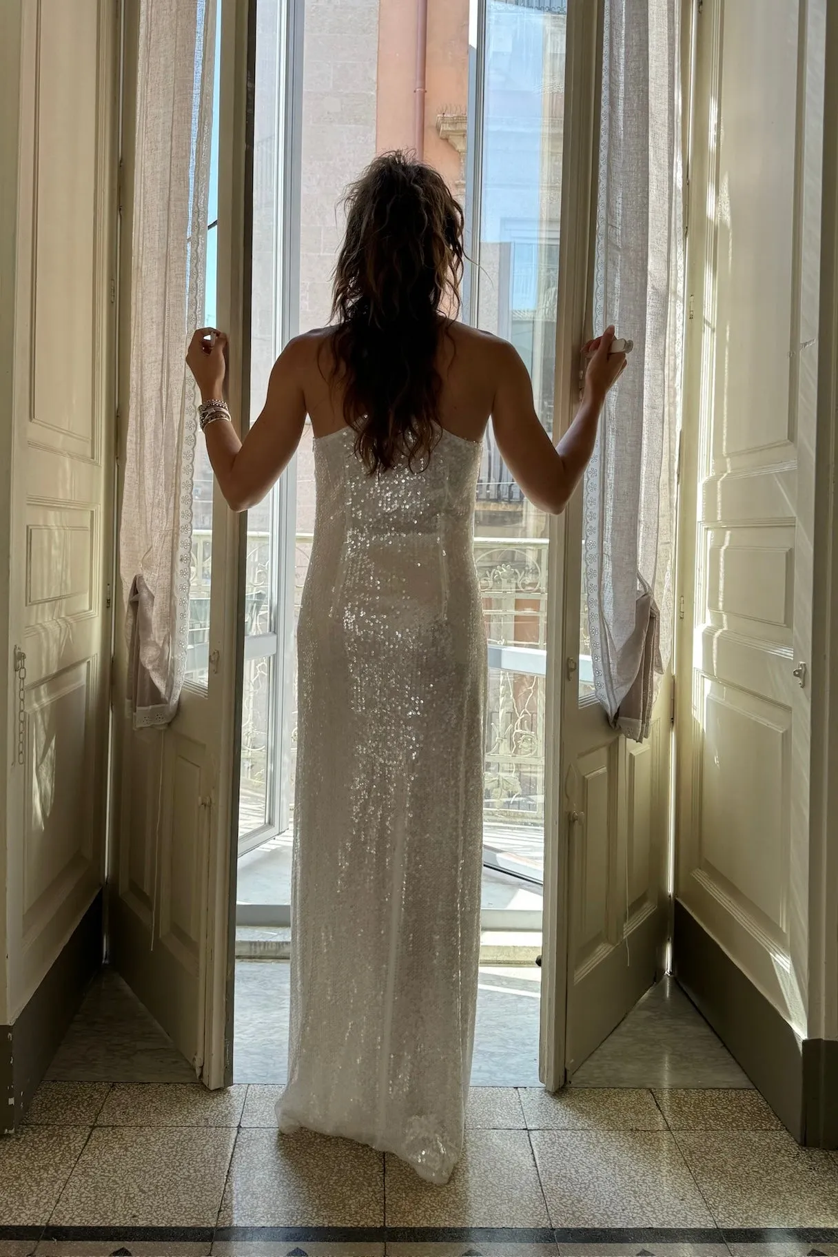 Gardenia White Sequin Maxi Dress sold by 12th Tribe product image thumbnail 3