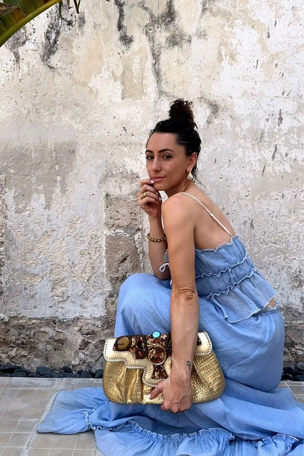 Dahlia Blue Maxi Skirt sold by 12th Tribe product image thumbnail 3