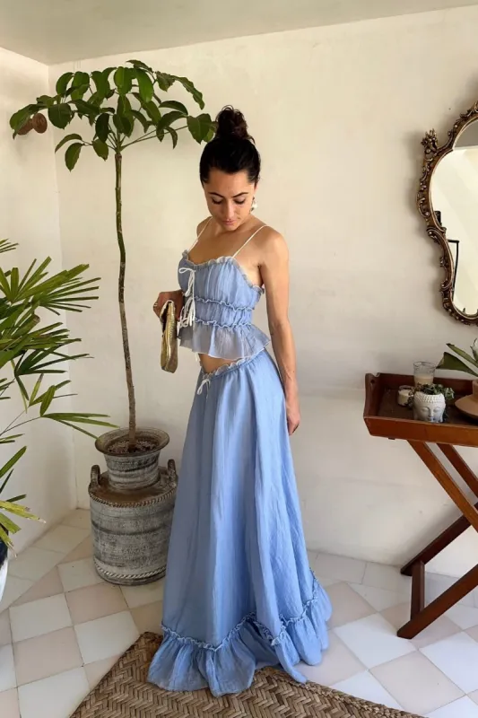 Dahlia Blue Maxi Skirt sold by 12th Tribe