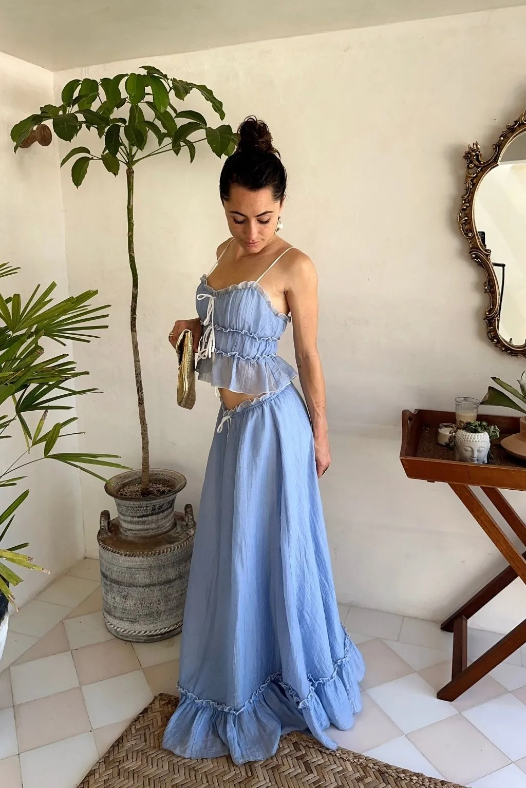 Dahlia Blue Maxi Skirt sold by 12th Tribe