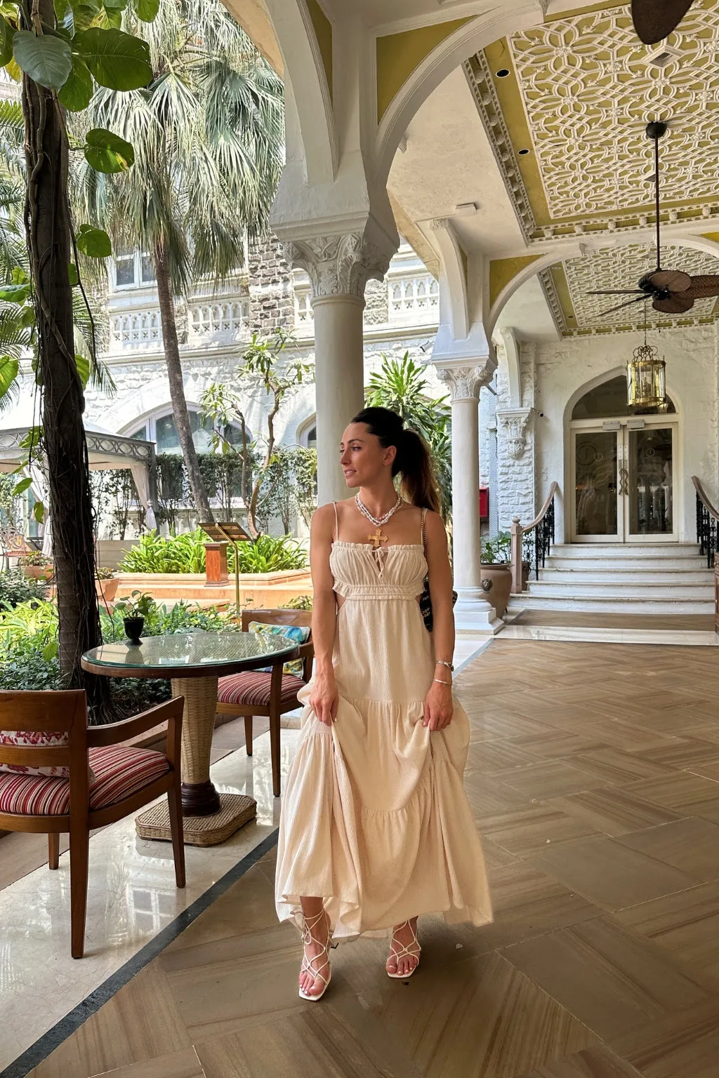 Paola Beige Boho Maxi Dress sold by 12th Tribe product image thumbnail 3