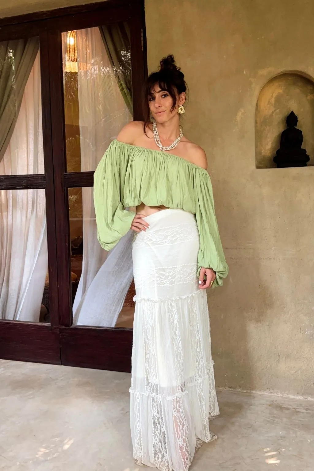 Kaipo Green off Shoulder Top sold by 12th Tribe product image thumbnail 5