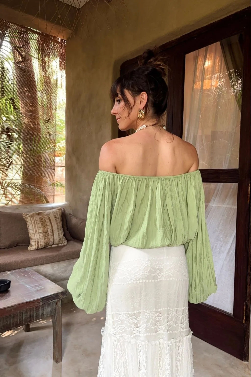 Kaipo Green off Shoulder Top sold by 12th Tribe product image thumbnail 3