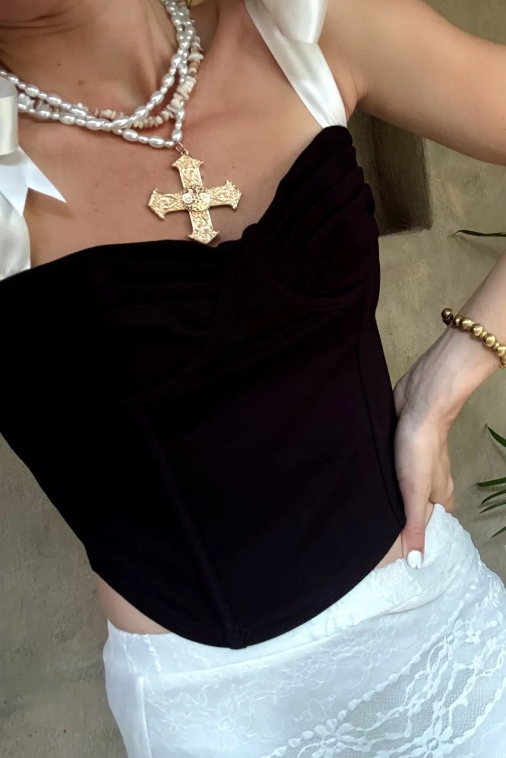 Holland Black and White Corset Tank sold by 12th Tribe product image thumbnail 3