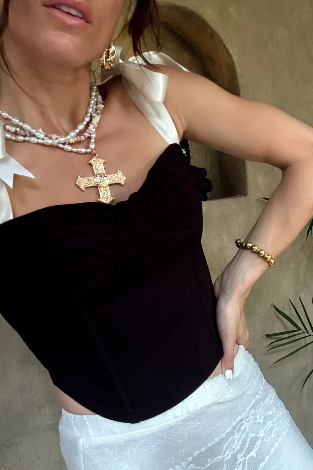 Holland Black and White Corset Tank sold by 12th Tribe