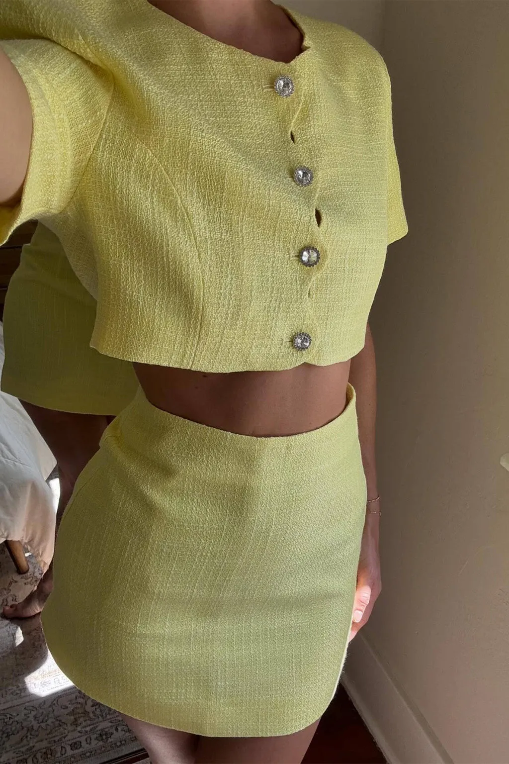 Sunday Yellow Mini Skirt sold by 12th Tribe