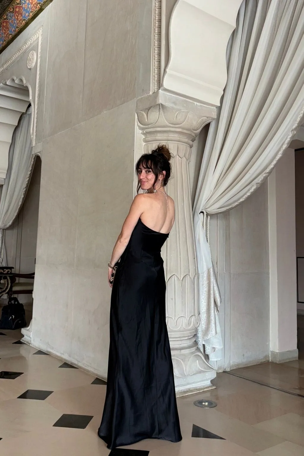 Valeria Black Strapless Satin Maxi Dress sold by 12th Tribe product image thumbnail 2