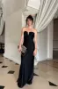 Valeria Black Strapless Satin Maxi Dress sold by 12th Tribe