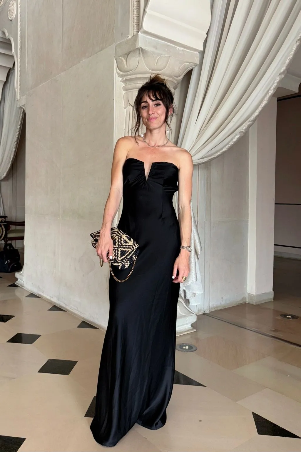 Valeria Black Strapless Satin Maxi Dress sold by 12th Tribe product image thumbnail 4