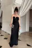 Valeria Black Strapless Satin Maxi Dress sold by 12th Tribe