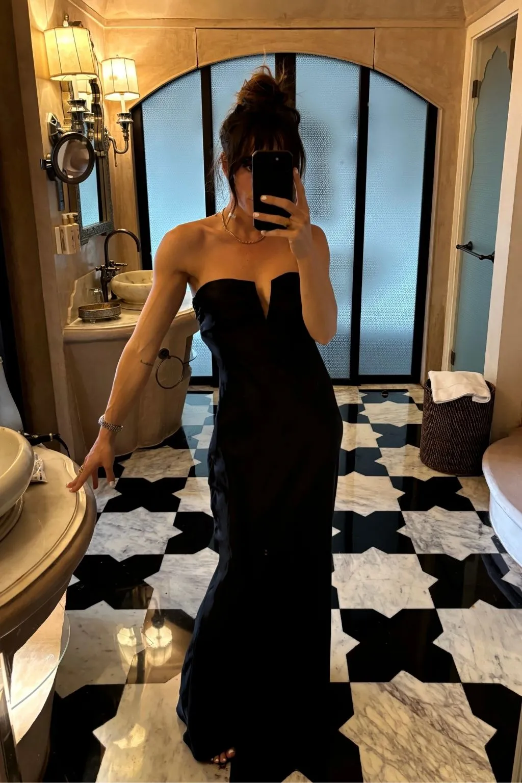 Valeria Black Strapless Satin Maxi Dress sold by 12th Tribe product image thumbnail 5