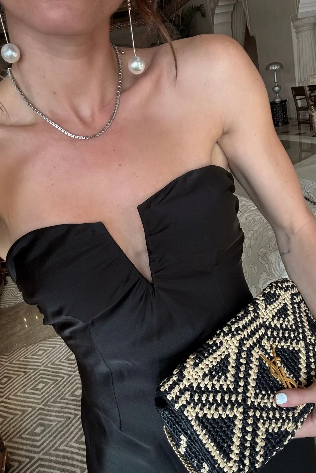 Valeria Black Strapless Satin Maxi Dress sold by 12th Tribe product image thumbnail 3